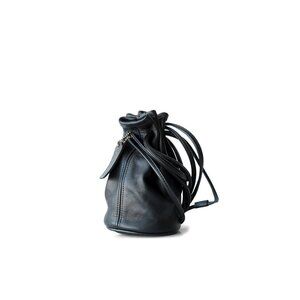 Vintage Coach Black Leather Mini Littleton Drawstring Purse Bag 4144